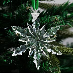 2024 Annual Christmas Ornaments Crystal Snowflake Star - Christmas Tree Ornaments Pendant Crystal Sun Catcher Home Hanging Decor (White 2024)