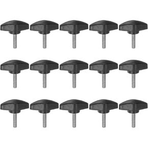 HARFINGTON 15pcs المحملة الجناح المقابض مسامير الإبهام M5 × 20mm معيار الذكور الموضوع البلاستيك T المقابض قابل للتعديل مقابض اليد لقط المقابض قبضة الإبهام، أسود