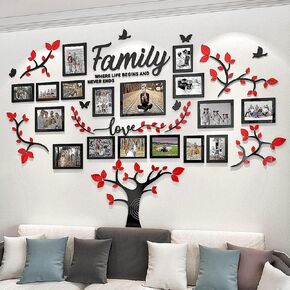Picture Frames Collage Wall Decor - Family Tree Wall Decor for Living Room 4x6 5x7 8x10 11x14 3D DIY-Acrylic Family Wall Decor Photo Collage Frame for Wall - Marcos para Fotos de Pared
