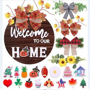Welcome Sign for Front Door Wreaths for Front Door Decrations for All Seasons 12" Perfect for Hang on Front Door of Home,Farmhouse,Cafes, Restaurants, Offices