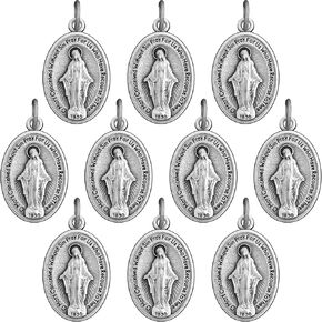 Miraculous Medals Bulk Pack - 10 Medals (Regular - 1 inch) - Italian Silver-Plated Medals - Catholic Gifts for Evangelization