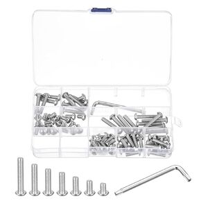 uxcell M5 Torx Security Screws Kit, (M5x8/10/12/16/20/25/30mm) 70pcs 304 Stainless Steel Round Head Tamper Proof Screw, W 1pcs T25 Wrench Bolts