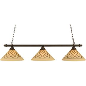 Toltec Lighting 803-DG-718 Square 3 Light Bar with 16 Inch Chocolate Icing Glass, Dark Granite Finish