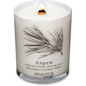 Hemlock Park Travel Inspired Passport Crackling Wood Wick Candle Handcrafted with Natural Plant-Based Coconut Wax (Lake Tahoe | Sugar Pine, White fir, Quaking Aspen, Standard 7.2 oz)