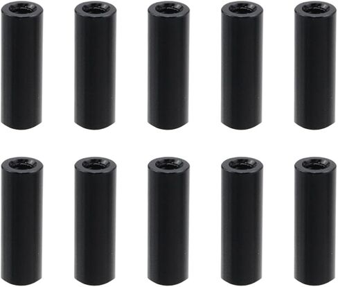 Oedema 10pcs Round Aluminum Alloy Standoff Column M3×15mm Female Threaded Standoff Black Round Nuts for Computer, RC Airplane, DIY Frame, Hardware Spacers in Saudi Arabia