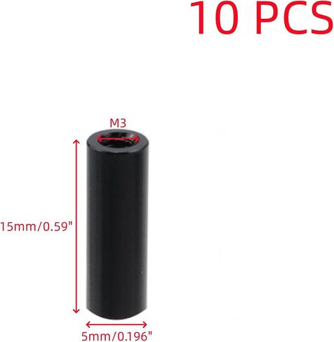 Oedema 10pcs Round Aluminum Alloy Standoff Column M3×15mm Female Threaded Standoff Black Round Nuts for Computer, RC Airplane, DIY Frame, Hardware Spacers in Saudi Arabia