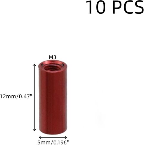Oedema 10pcs Round Aluminum Alloy Standoff Column M3×15mm Female Threaded Standoff Black Round Nuts for Computer, RC Airplane, DIY Frame, Hardware Spacers in Saudi Arabia