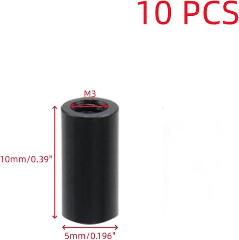 Oedema 10pcs Round Aluminum Alloy Standoff Column M3×15mm Female Threaded Standoff Black Round Nuts for Computer, RC Airplane, DIY Frame, Hardware Spacers in Saudi Arabia