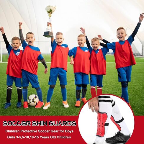 Youth Soccer Shin Guards for Kids Child Calf Protective Gear Soccer Equipment Soccer Shin Pads Calf Protection for 3-5,5-10,10-15 Years Old Boys Girls Children in Kuwait