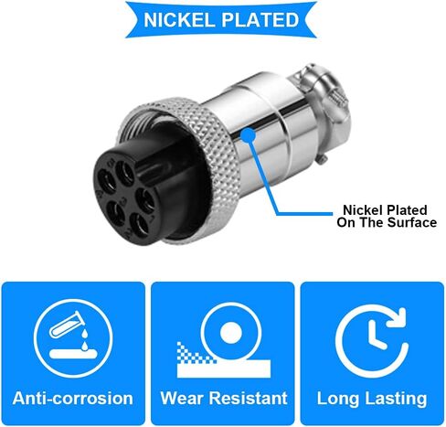 6 قطع GX12 2 دبابيس موصل الطيران ذكر/أنثى لوحة سلك موصل مقبس التوصيل لتوصيل الطاقة مع 6 قطع غطاء مقاوم للماء، مفك براغي in Saudi Arabia