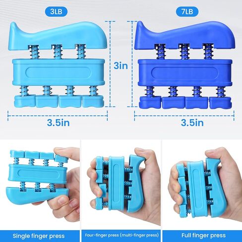 Grip Strength Trainer Kit 9 Pack with Forearm Strengthener, Countable Hand Grip Strengthener,Hand Extension Exerciser, Stress Relief Ball, Grip Ring for Enhance hand strength, Recover Hand .(Blue) in Saudi Arabia