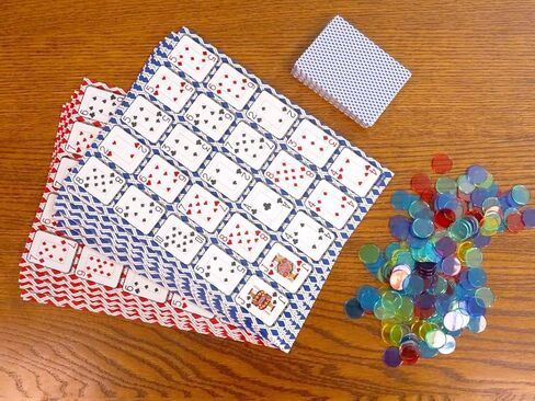 Regal Games - Poker Keeno Bulk Game Set - Includes 36 Two-Sided Boards, 600 Scoring Chips, 1 Deck of Standard Poker Cards - 72 Unique Board Layouts- Casino Night Card Game- Compatible w Poker Keno in Saudi Arabia