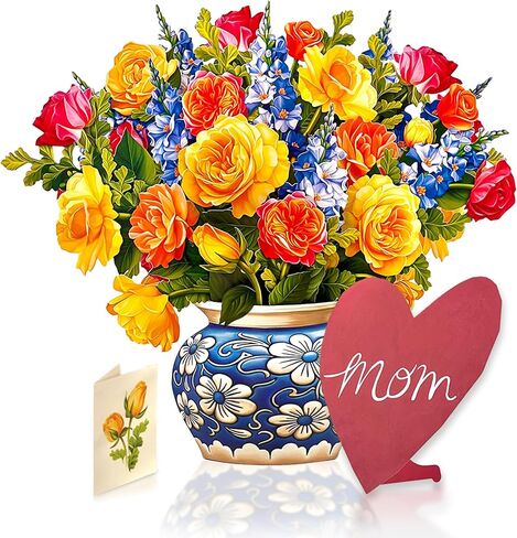 Freshcut Paper Pop Up Cards, Paper Flower Bouquet 3D Popup Greeting Cards with Note Card & Envelope, Birthday Card, Anniversary Card, Get Well Gifts for Women, 18" Peony Paradise Grande in Saudi Arabia