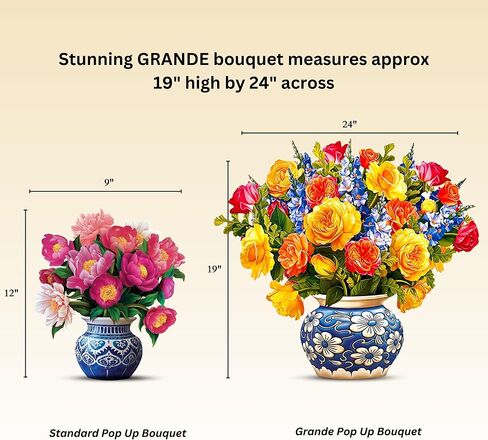 Freshcut Paper Pop Up Cards, Paper Flower Bouquet 3D Popup Greeting Cards with Note Card & Envelope, Birthday Card, Anniversary Card, Get Well Gifts for Women, 18" Peony Paradise Grande in Saudi Arabia