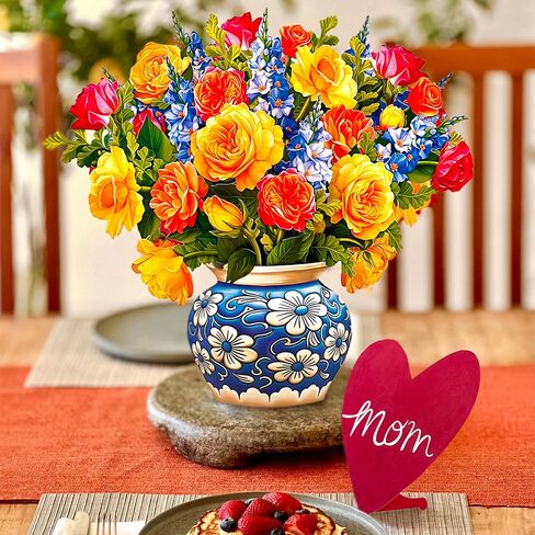 Freshcut Paper Pop Up Cards, Paper Flower Bouquet 3D Popup Greeting Cards with Note Card & Envelope, Birthday Card, Anniversary Card, Get Well Gifts for Women, 18" Peony Paradise Grande in Saudi Arabia