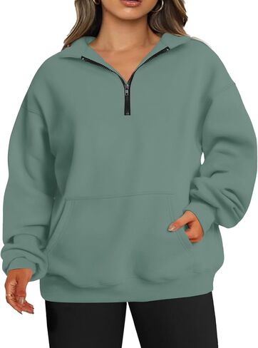 TAKEYAL Plus Size Sweatshirts for Women Pockets Half Zip Pullover Oversized Drop Shoulder Hoodie Teen Girls Y2K Clothes in Kuwait