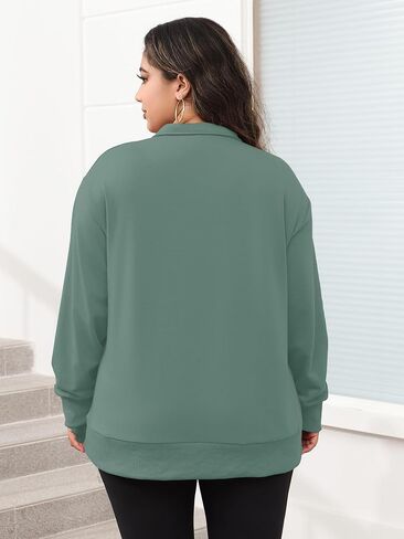 TAKEYAL Plus Size Sweatshirts for Women Pockets Half Zip Pullover Oversized Drop Shoulder Hoodie Teen Girls Y2K Clothes in Kuwait