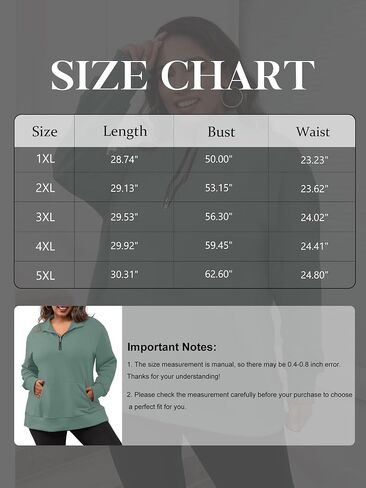 TAKEYAL Plus Size Sweatshirts for Women Pockets Half Zip Pullover Oversized Drop Shoulder Hoodie Teen Girls Y2K Clothes in Kuwait