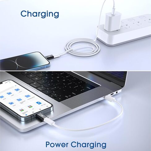 كابل محول TechMatte USB C من النوع C إلى Lightning، [3 حزم] 1.8-2.2 أمبير 15 وات يدعم مزامنة البيانات للشحن السريع، متوافق مع iPhone iPad iPod AirPods، وليس لسماعات الرأس/OTG Android، 1 أسود + 2 رمادي in Kuwait