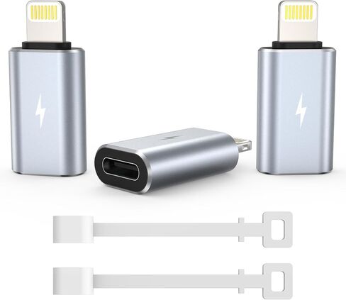 TechMatte USB C Type C to Lightning Adapter Cable, [3 Pack] 1.8-2.2A 15W Fast Charging Support Data Sync, Compatible for iPhone iPad iPod AirPods, Not for Headphones/OTG Android, 1 Black+ 2 Grey in Saudi Arabia