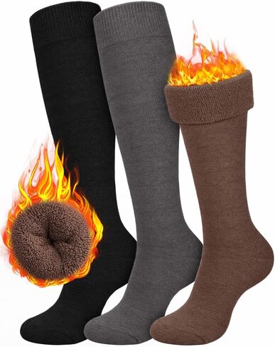 CTHH 3 Pairs Warm Knee High Socks for Women - Thick Thermal Boot Socks for Hiking, Running, Work, Gifts, Winter in Saudi Arabia