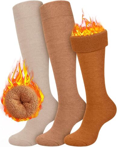 CTHH 3 Pairs Warm Knee High Socks for Women - Thick Thermal Boot Socks for Hiking, Running, Work, Gifts, Winter in Saudi Arabia