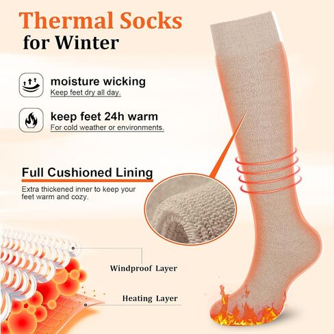 CTHH 3 Pairs Warm Knee High Socks for Women - Thick Thermal Boot Socks for Hiking, Running, Work, Gifts, Winter in Saudi Arabia