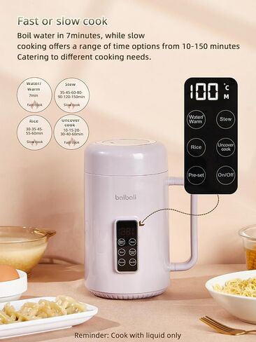 balbali Portable Electric Pot for Cooking Dorm Room - 28oz Non-stick Travel Electric Kettle, Mini Electric Hot Pot with Temperature and Time Control - Self Heating Soup/Rice/Ramen Cooker/Warmer Green in Saudi Arabia