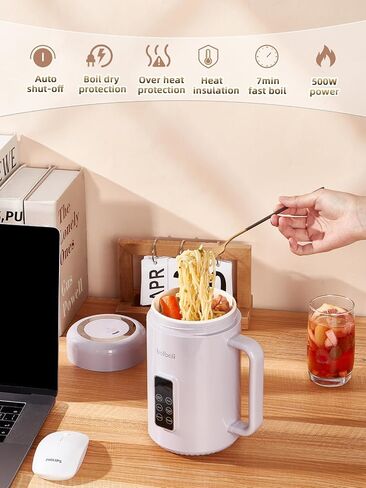 balbali Portable Electric Pot for Cooking Dorm Room - 28oz Non-stick Travel Electric Kettle, Mini Electric Hot Pot with Temperature and Time Control - Self Heating Soup/Rice/Ramen Cooker/Warmer Green in Saudi Arabia