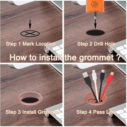 2 inch Desk Grommet 2 inch Hole Saw, Desk Cord Hole Cover, Desk Cable Hole Cover, Desk Hole Grommet, Desktop Grommet for Table Cable, 8 PCS, White in Saudi Arabia