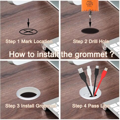 2 inch Desk Grommet 2 inch Hole Saw, Desk Cord Hole Cover, Desk Cable Hole Cover, Desk Hole Grommet, Desktop Grommet for Table Cable, 8 PCS, White in Saudi Arabia