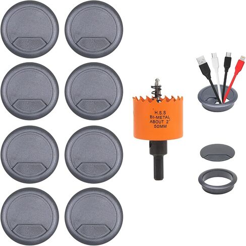 2 inch Desk Grommet 2 inch Hole Saw, Desk Cord Hole Cover, Desk Cable Hole Cover, Desk Hole Grommet, Desktop Grommet for Table Cable, 8 PCS, White in Saudi Arabia