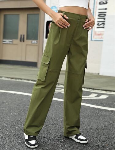 BEGOING Women's Cargo Pants High Waisted Straight Leg Casual Pant with Pockets Baggy Trendy Streetwear Y2K Pants in Saudi Arabia
