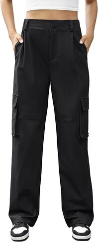 BEGOING Women's Cargo Pants High Waisted Straight Leg Casual Pant with Pockets Baggy Trendy Streetwear Y2K Pants in Saudi Arabia