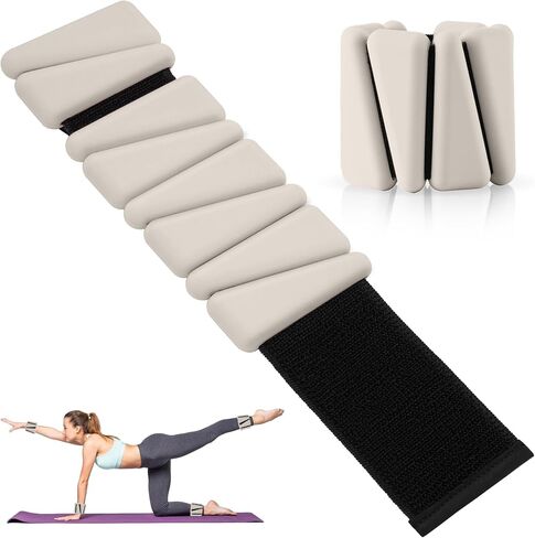 Wrist & Ankle Weights, Arm Leg Weights Set of 2 (1Lbs Each), Adjustable Ankle Weights for Yoga, Walking, Pilates, Dance, Gym (Beige) in Saudi Arabia