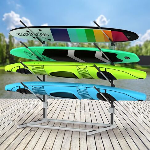 رف تخزين jxgzyy Kayak، رف لوح التجديف، رفوف قوارب الكاياك القابلة للتعديل للتخزين في الهواء الطلق، رف لوح ركوب الأمواج، حامل قوارب الكاياك القائم بذاته، حامل قوارب الكاياك للأماكن الداخلية والخارجية والمرآب والسقيفة والرصيف in Kuwait