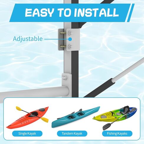رف تخزين jxgzyy Kayak، رف لوح التجديف، رفوف قوارب الكاياك القابلة للتعديل للتخزين في الهواء الطلق، رف لوح ركوب الأمواج، حامل قوارب الكاياك القائم بذاته، حامل قوارب الكاياك للأماكن الداخلية والخارجية والمرآب والسقيفة والرصيف in Kuwait