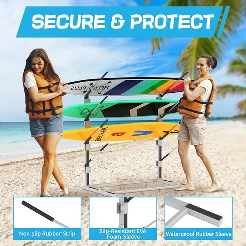 رف تخزين jxgzyy Kayak، رف لوح التجديف، رفوف قوارب الكاياك القابلة للتعديل للتخزين في الهواء الطلق، رف لوح ركوب الأمواج، حامل قوارب الكاياك القائم بذاته، حامل قوارب الكاياك للأماكن الداخلية والخارجية والمرآب والسقيفة والرصيف in Kuwait