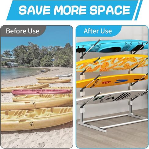 رف تخزين jxgzyy Kayak، رف لوح التجديف، رفوف قوارب الكاياك القابلة للتعديل للتخزين في الهواء الطلق، رف لوح ركوب الأمواج، حامل قوارب الكاياك القائم بذاته، حامل قوارب الكاياك للأماكن الداخلية والخارجية والمرآب والسقيفة والرصيف in Kuwait
