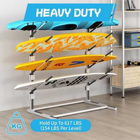 رف تخزين jxgzyy Kayak، رف لوح التجديف، رفوف قوارب الكاياك القابلة للتعديل للتخزين في الهواء الطلق، رف لوح ركوب الأمواج، حامل قوارب الكاياك القائم بذاته، حامل قوارب الكاياك للأماكن الداخلية والخارجية والمرآب والسقيفة والرصيف in Kuwait