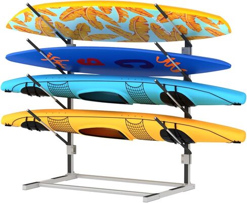 رف تخزين jxgzyy Kayak، رف لوح التجديف، رفوف قوارب الكاياك القابلة للتعديل للتخزين في الهواء الطلق، رف لوح ركوب الأمواج، حامل قوارب الكاياك القائم بذاته، حامل قوارب الكاياك للأماكن الداخلية والخارجية والمرآب والسقيفة والرصيف in Kuwait