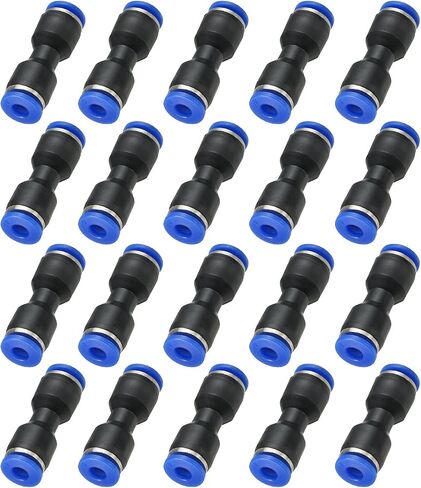PATIKIL 4mm Push to Connect Fittings, 20Pcs Plastic Air Line Hose Fitting Quick Release Pneumatic Connectors Straight Union Two Way Coupler for Tube, Blue in Saudi Arabia