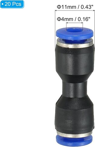 PATIKIL 4mm Push to Connect Fittings, 20Pcs Plastic Air Line Hose Fitting Quick Release Pneumatic Connectors Straight Union Two Way Coupler for Tube, Blue in Saudi Arabia