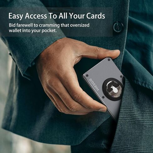 Minimalist Metal AirTag Wallet for Men - Front Pocket Slim Aluminum Wallets with Removable Money Clip - Mens Thin RFID BLOCKING Credit Card Holder - Matte Black (AirTag Not Included) in Saudi Arabia