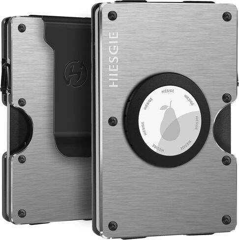 Minimalist Metal AirTag Wallet for Men - Front Pocket Slim Aluminum Wallets with Removable Money Clip - Mens Thin RFID BLOCKING Credit Card Holder - Matte Black (AirTag Not Included) in Saudi Arabia