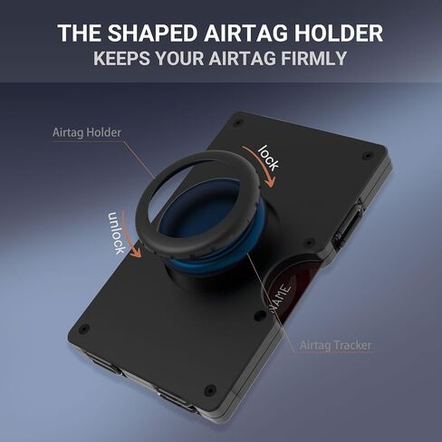 Minimalist Metal AirTag Wallet for Men - Front Pocket Slim Aluminum Wallets with Removable Money Clip - Mens Thin RFID BLOCKING Credit Card Holder - Matte Black (AirTag Not Included) in Saudi Arabia
