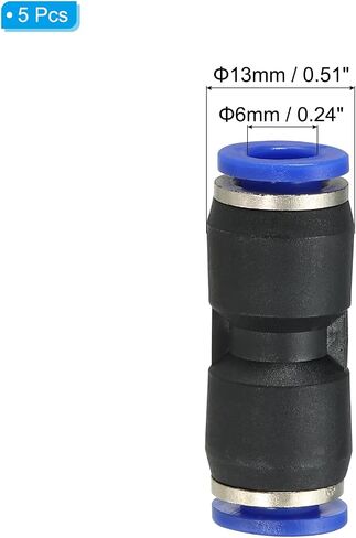 PATIKIL 4mm Push to Connect Fittings, 20Pcs Plastic Air Line Hose Fitting Quick Release Pneumatic Connectors Straight Union Two Way Coupler for Tube, Blue in Saudi Arabia