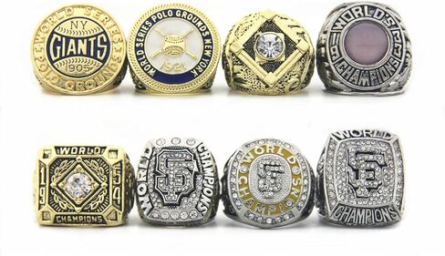 XiaKoMan Baseball SF 8 مرات (2014، 2012، 2010، 1954، 1933، 1922، 1921، 1905) مجموعة خواتم أبطال العالم العملاقة مع صندوق خشبي بحجم 11 سلسلة خاتم البطولة هدايا للرجال والنساء والأطفال والآباء in Kuwait