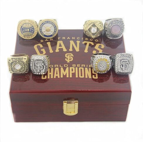 XiaKoMan Baseball SF 8 مرات (2014، 2012، 2010، 1954، 1933، 1922، 1921، 1905) مجموعة خواتم أبطال العالم العملاقة مع صندوق خشبي بحجم 11 سلسلة خاتم البطولة هدايا للرجال والنساء والأطفال والآباء in Kuwait
