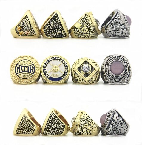 XiaKoMan Baseball SF 8 مرات (2014، 2012، 2010، 1954، 1933، 1922، 1921، 1905) مجموعة خواتم أبطال العالم العملاقة مع صندوق خشبي بحجم 11 سلسلة خاتم البطولة هدايا للرجال والنساء والأطفال والآباء in Kuwait
